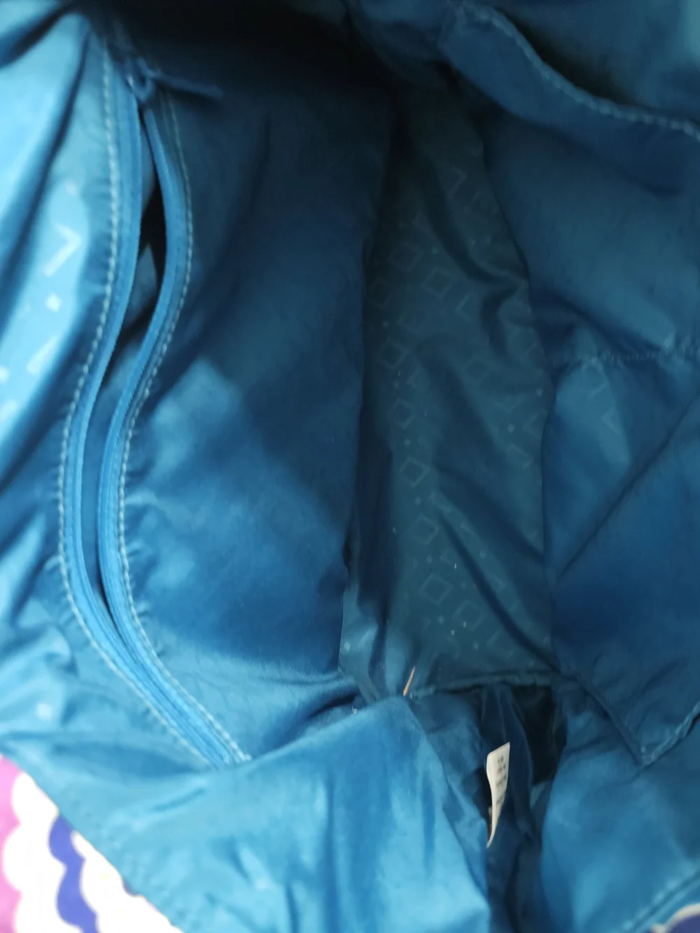 Vera Bradley Teal Paisley Quilted Backpack Tote with Purple & Blue Accents